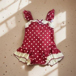 Traje de baño infantil una pieza con lunares para niña elegante