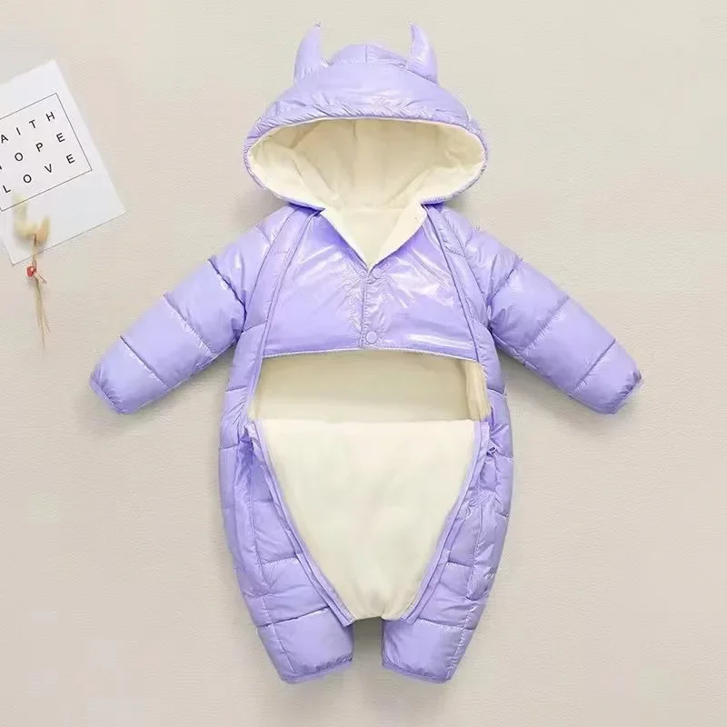 Mono de invierno con capucha cálido para bebé y niña, algodón - imagen 3