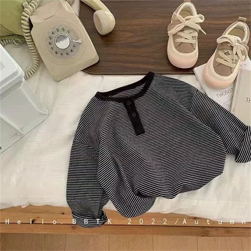Camiseta manga larga de rayas para niño – Algodón transpirable - imagen 2