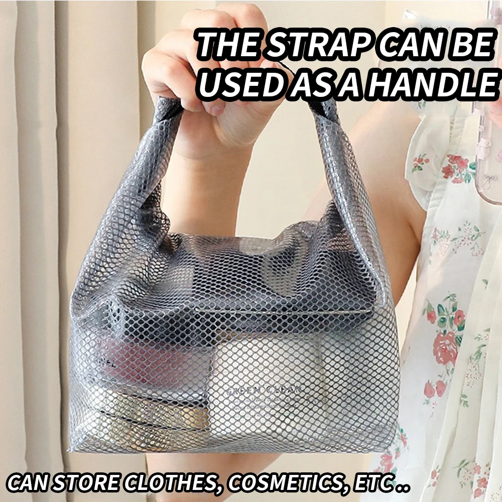Bolsa impermeable de aseo con malla transparente y cordón rápido - imagen 2