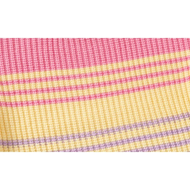 Jersey de invierno cálido para niña con rayas multicolor - imagen 2