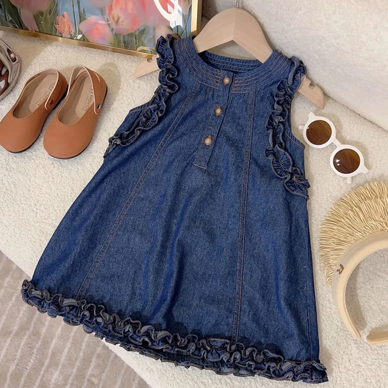 Vestido vaquero sin mangas para niña - Milangel - imagen 2