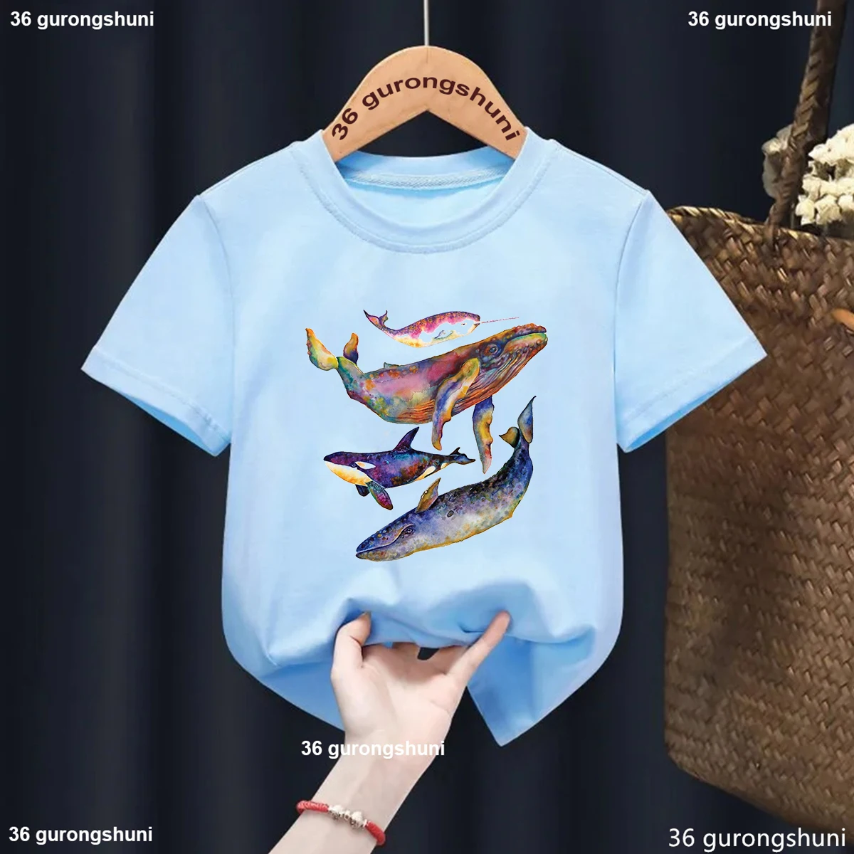Camiseta con estampado de delfín en acuarela para niños y niñas - imagen 4