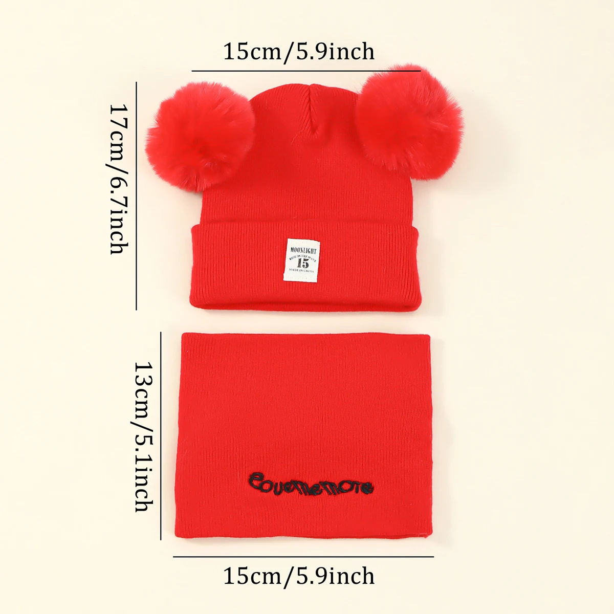 Conjunto gorro y bufanda bebé tejido con pompón de pelo