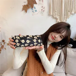 Estuche lápices floral kawaii de lino y algodón para niños