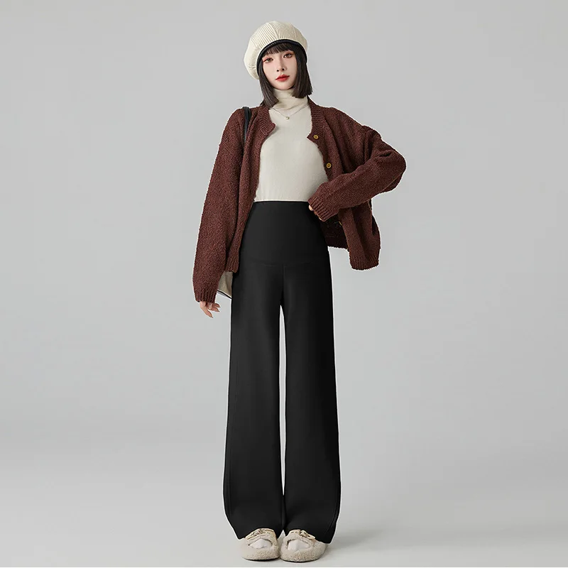 Pantalones premamá de pierna ancha con cintura elástica