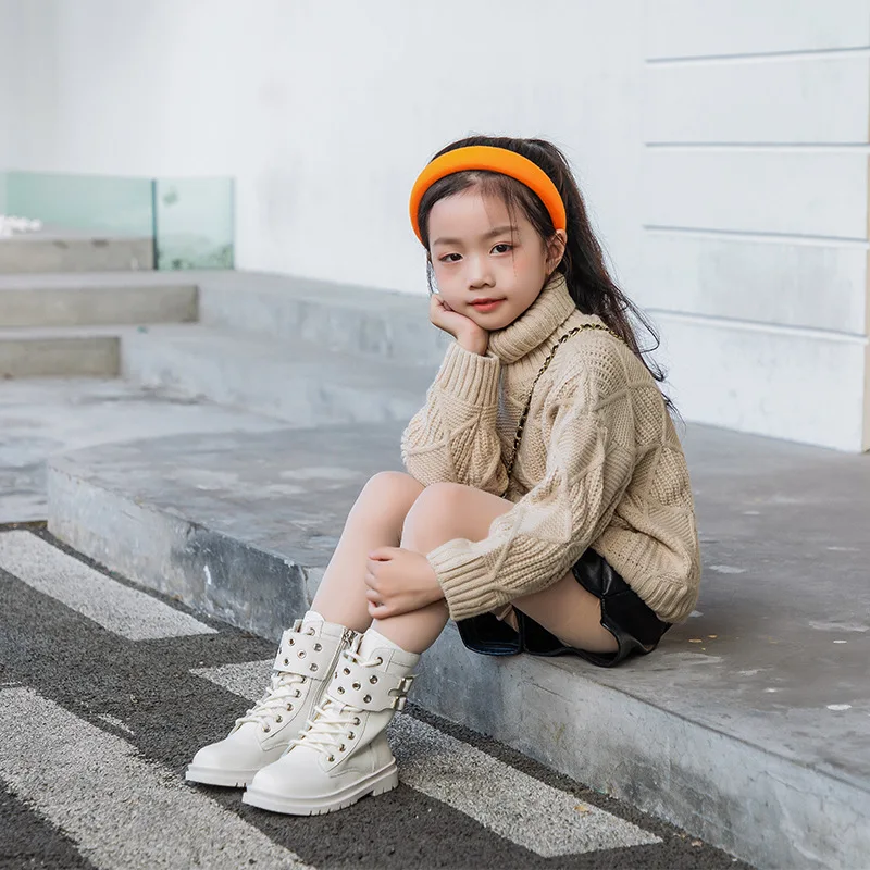 Botines anticchoque de cuero para niña – Estilo británico otoño - imagen 2