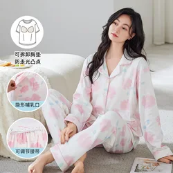 Pijama de lactancia de gasa de algodón para posparto y dormir