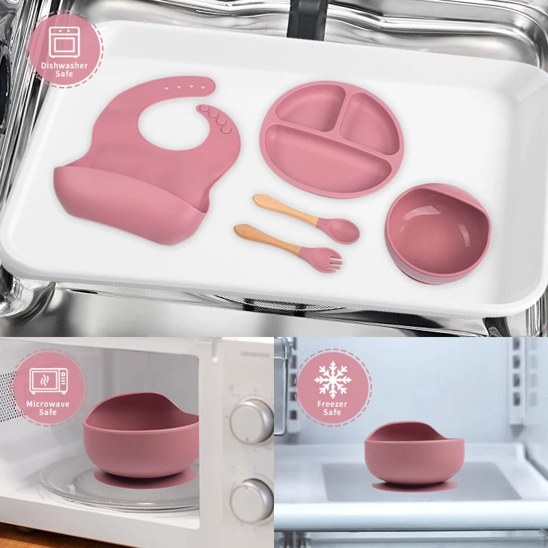 Vajilla infantil de silicona con ventosas y utensilios para bebé - imagen 4