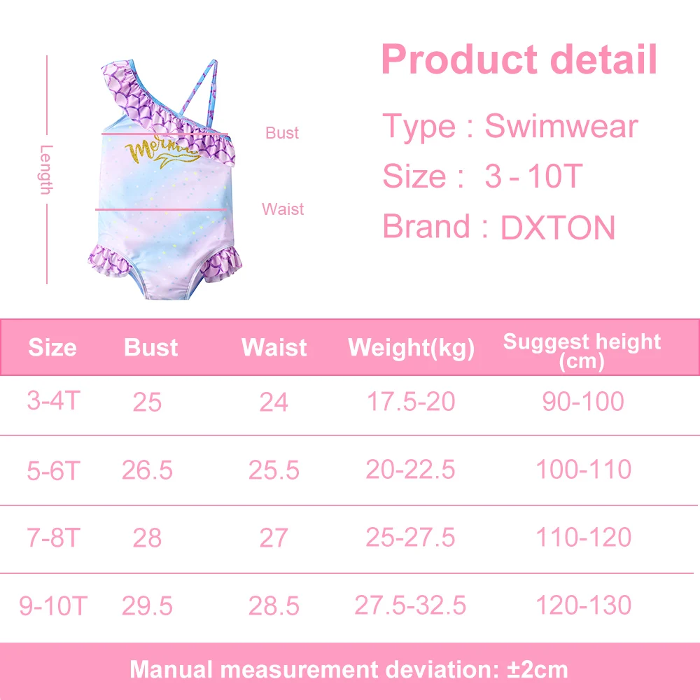 Traje de baño infantil con volantes y tirantes ajustables