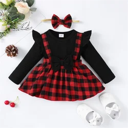 Vestido de Navidad para bebé niña – Cuadros de manga larga
