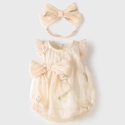 Mono de verano para bebé con lazo y flores - Estilo princesa