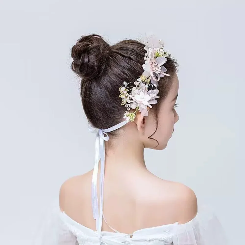 Diadema de flores con perlas para niñas, elegante en ocasiones - imagen 5