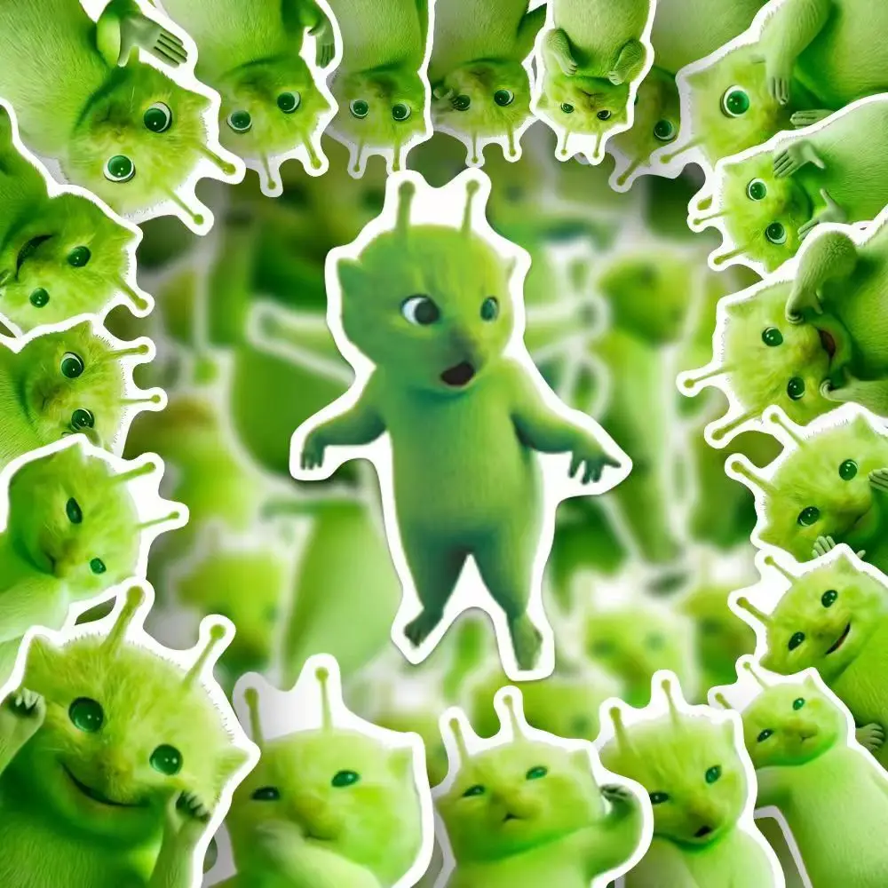 Pegatinas de gatos alienígenas verdes de dibujos animados - imagen 4