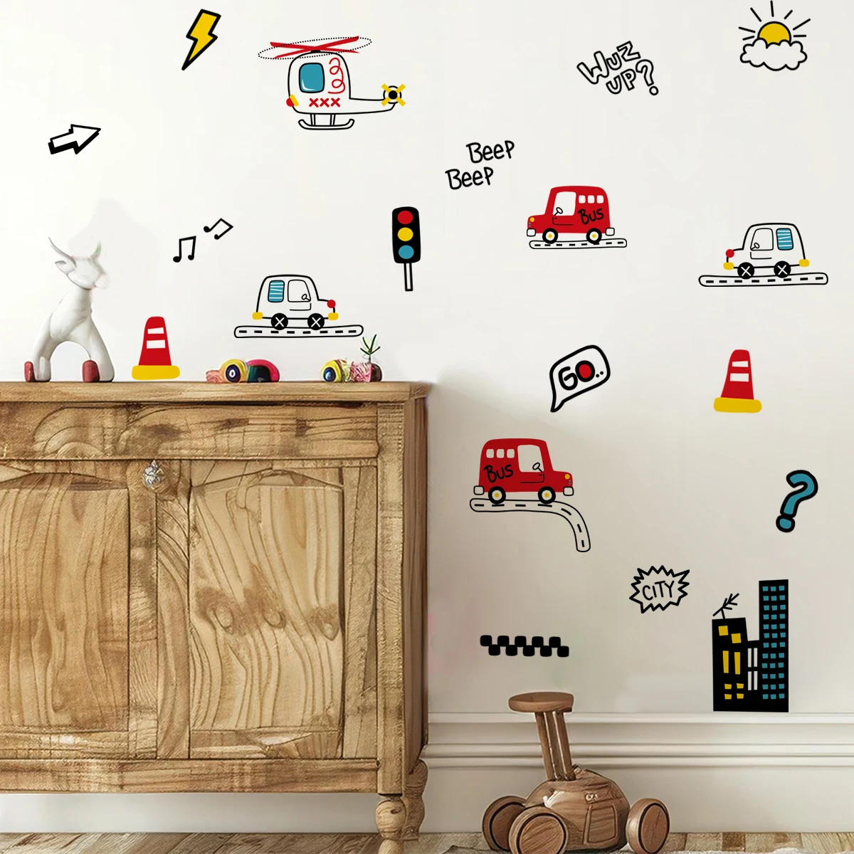 Pegatinas pared autobús acuarela infantil para habitación - imagen 3