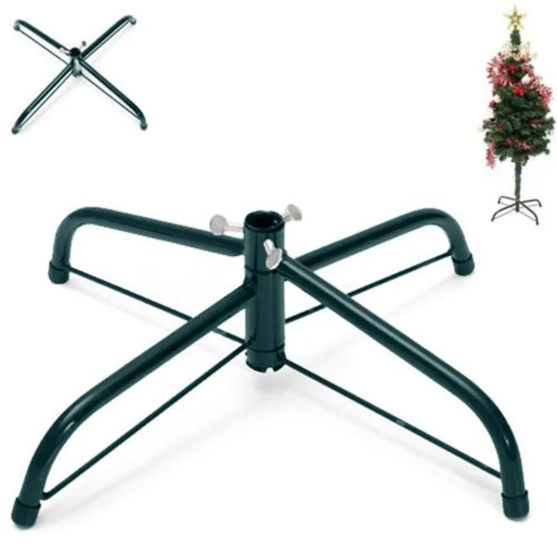 Base para árbol de Navidad metálica resistente y estable en verde