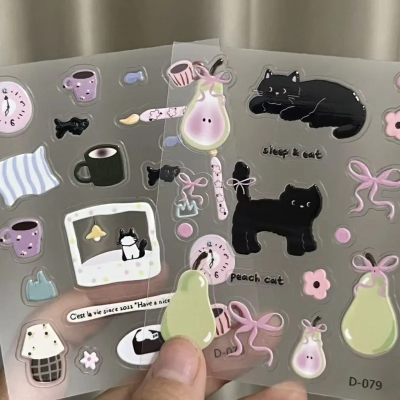 Pegatinas de gatos negros en relieve para manualidades infantiles