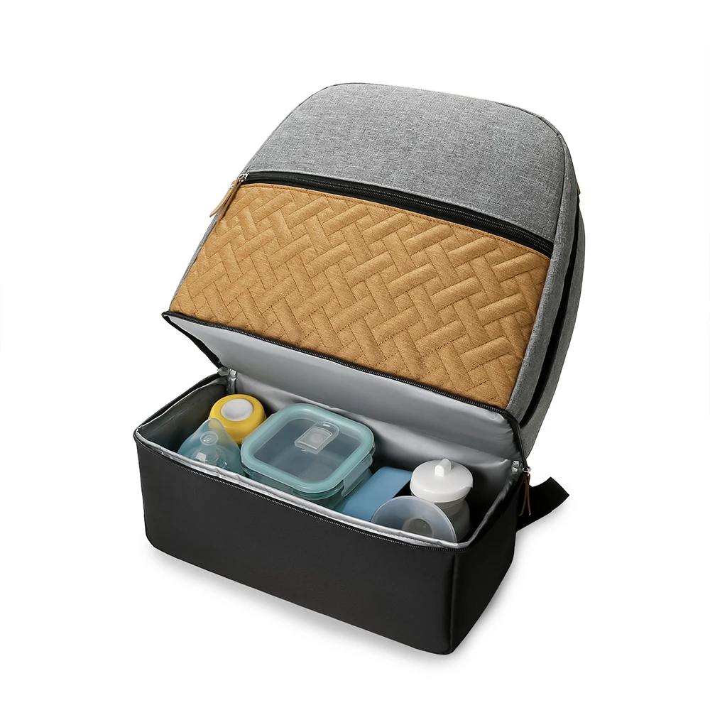 Bolsa maternal gris claro de acceso rápido para viajar con bebé - imagen 4