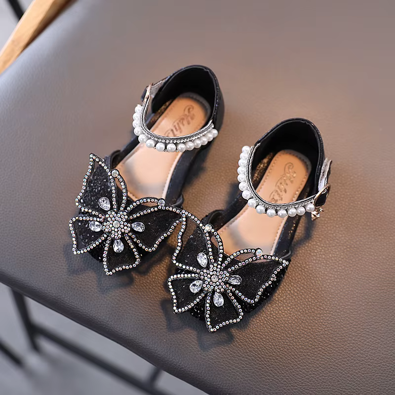 Sandalias planas de verano para niña con lazo de strass y lentejuelas - imagen 4