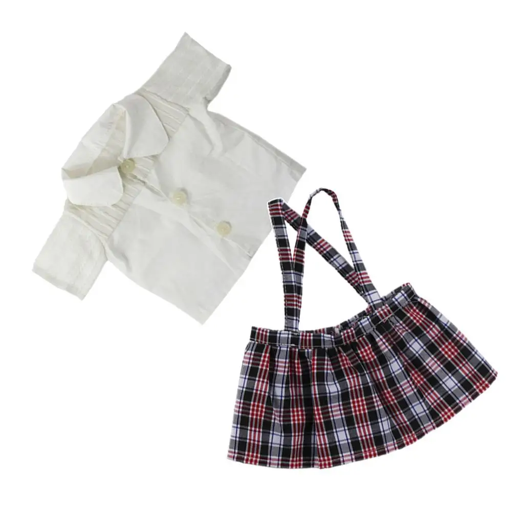 Ropa para muñecas: conjunto falda con tirantes y camisa blanca - imagen 4