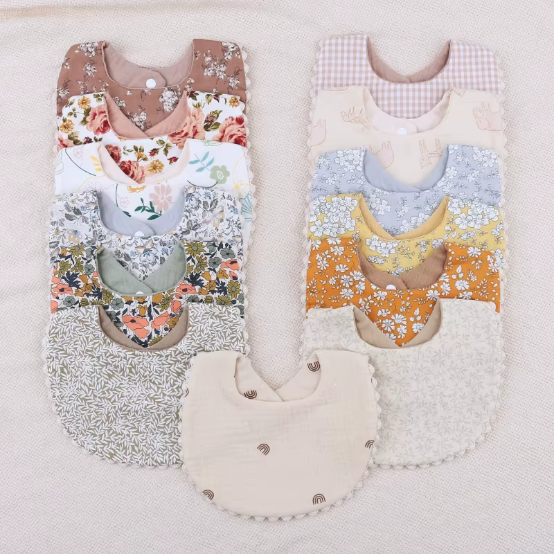 Babero gasa floral vintage doble cara para bebé y recién nacido