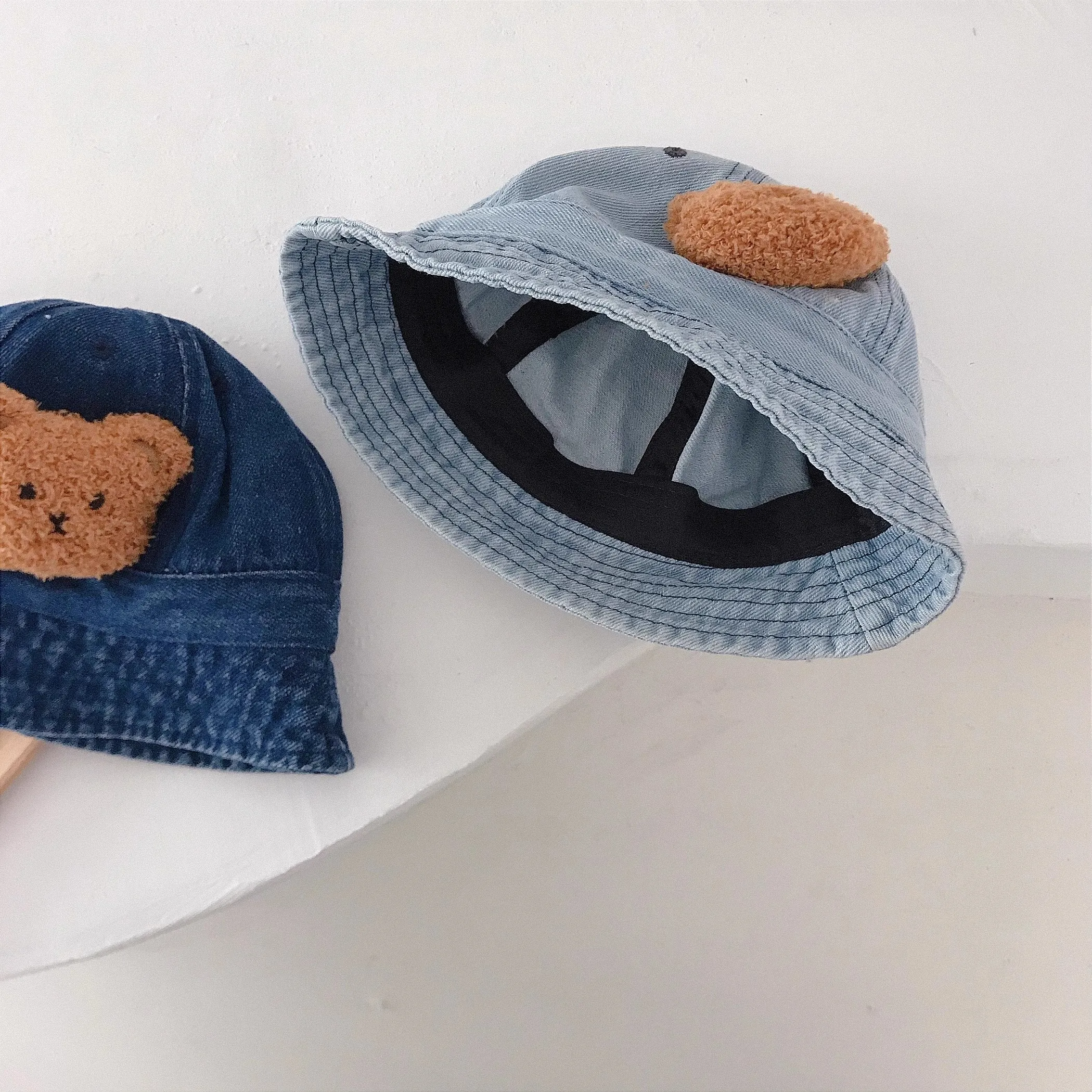 Milangel Gorra vaquera para bebé con oso animado, pescador plegable - imagen 2