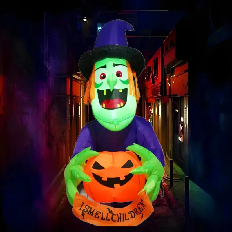 Bruja inflable de ventana con luces LED para Halloween - imagen 3
