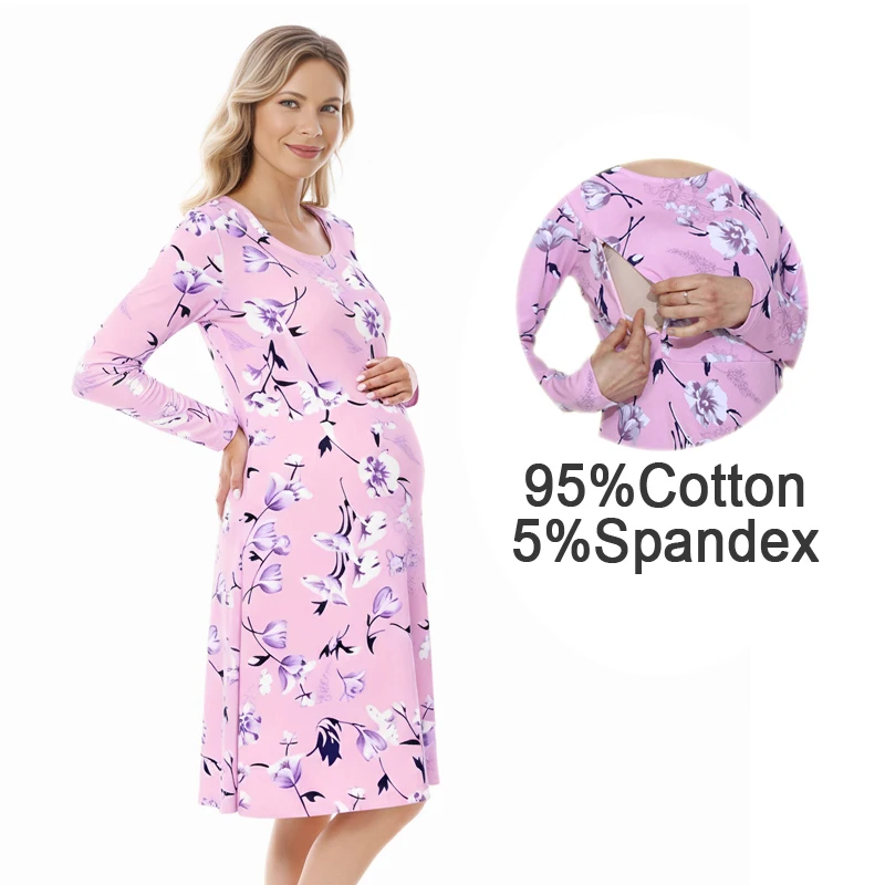 Vestido de lactancia manga larga para posparto otoño-invierno - imagen 4