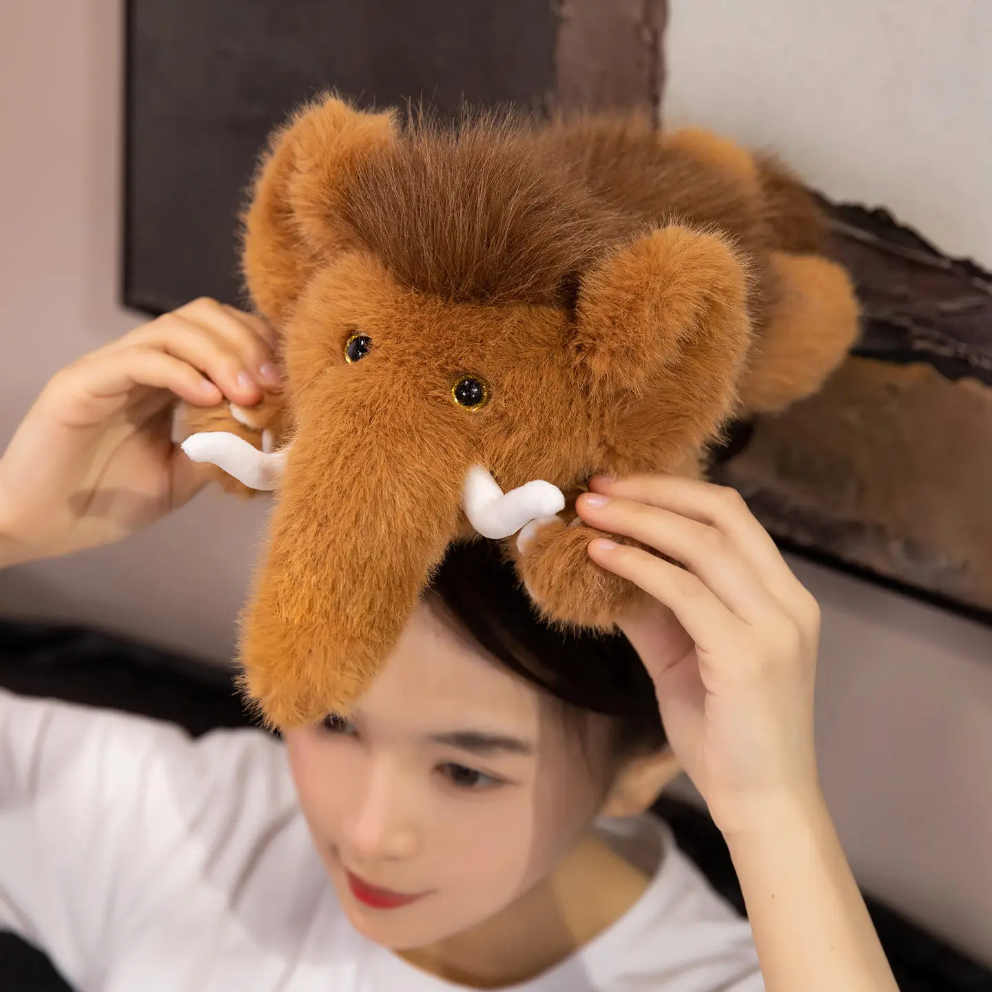 Peluche de mamut grande animal tierno suave marrón para niños - imagen 4