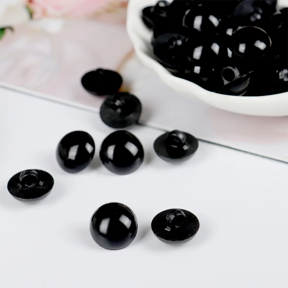 Ojos de botón negros de plástico para peluche y marioneta - imagen 2