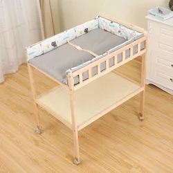 Mesa de cambios para bebé multifuncional en madera maciza con moisés