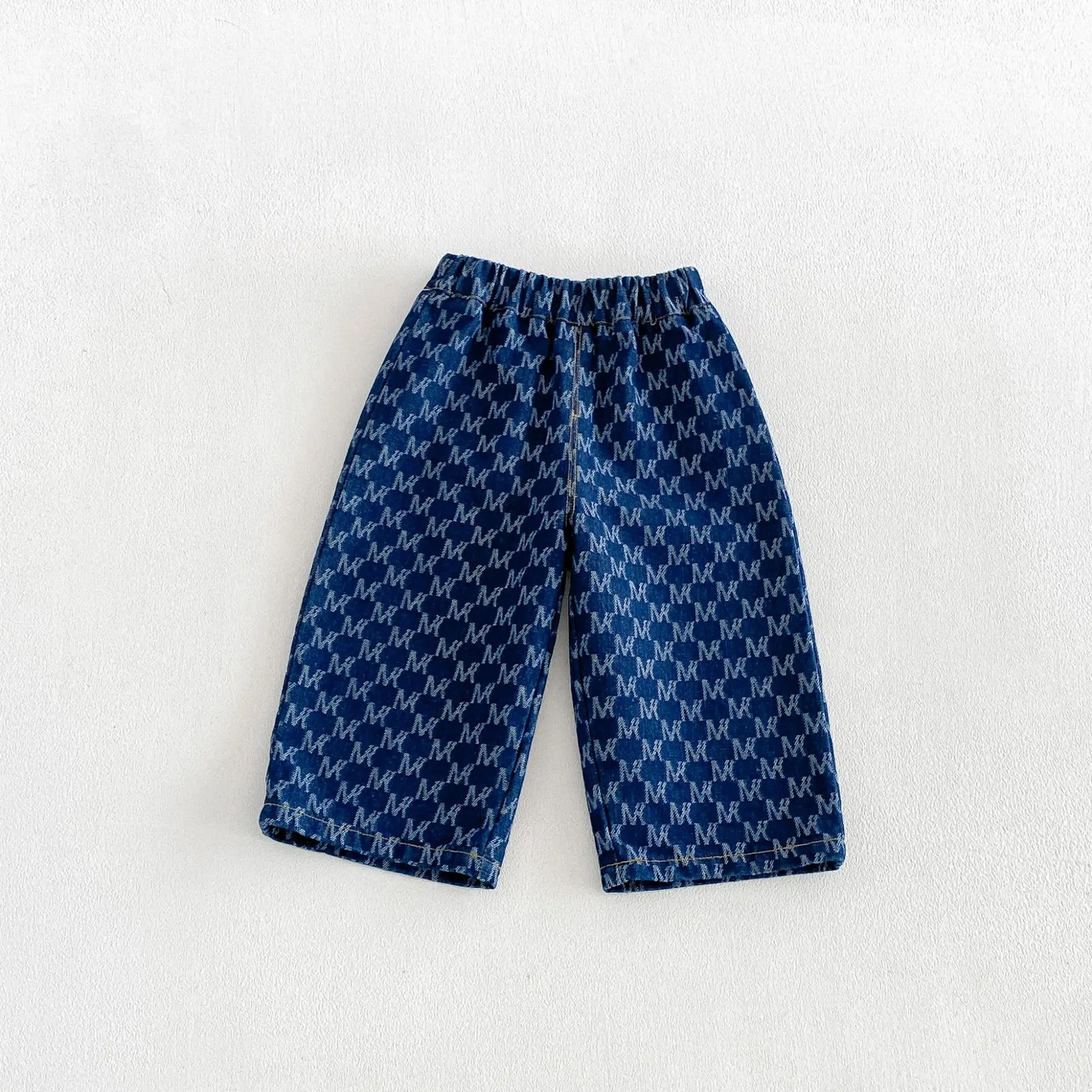 Pantalones vaqueros elásticos con rayas para niños pierna recta