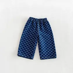 Pantalones vaqueros elásticos con rayas para niños pierna recta