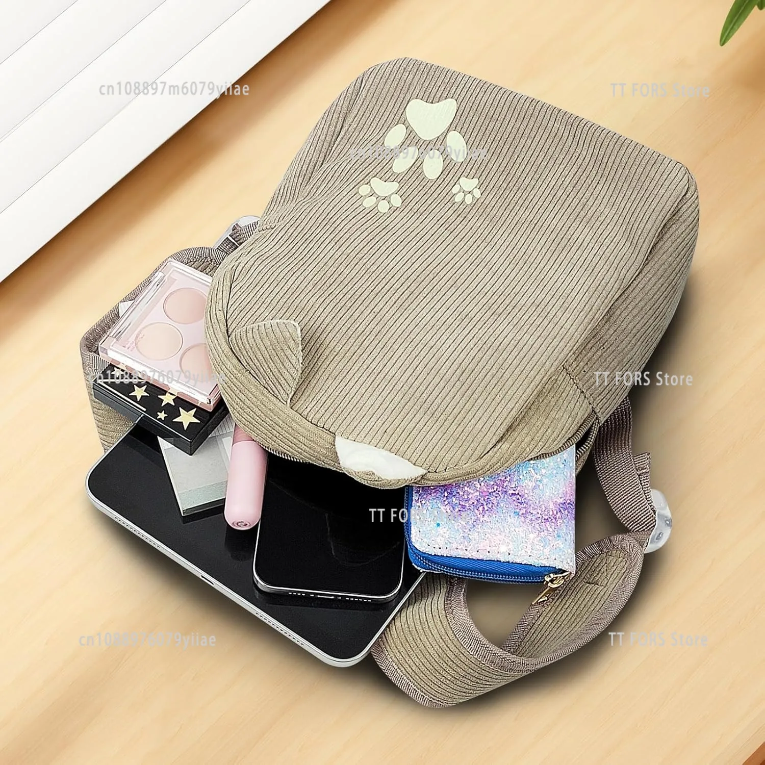 Mochila infantil de pana con dibujos animados, gran capacidad