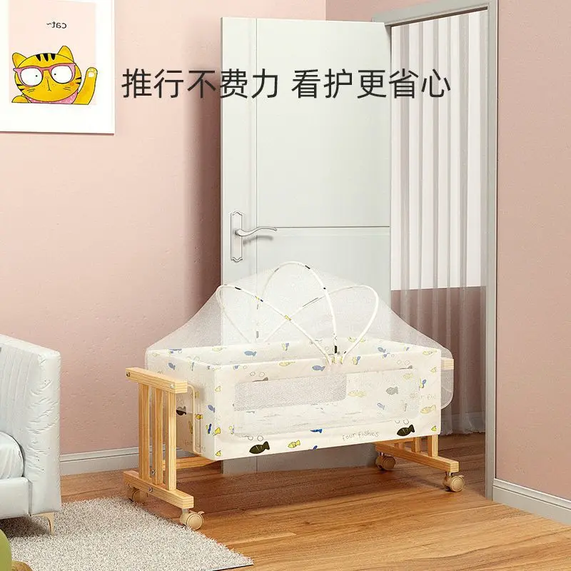 Cuna mecedora de madera maciza para bebé con movimiento - imagen 5