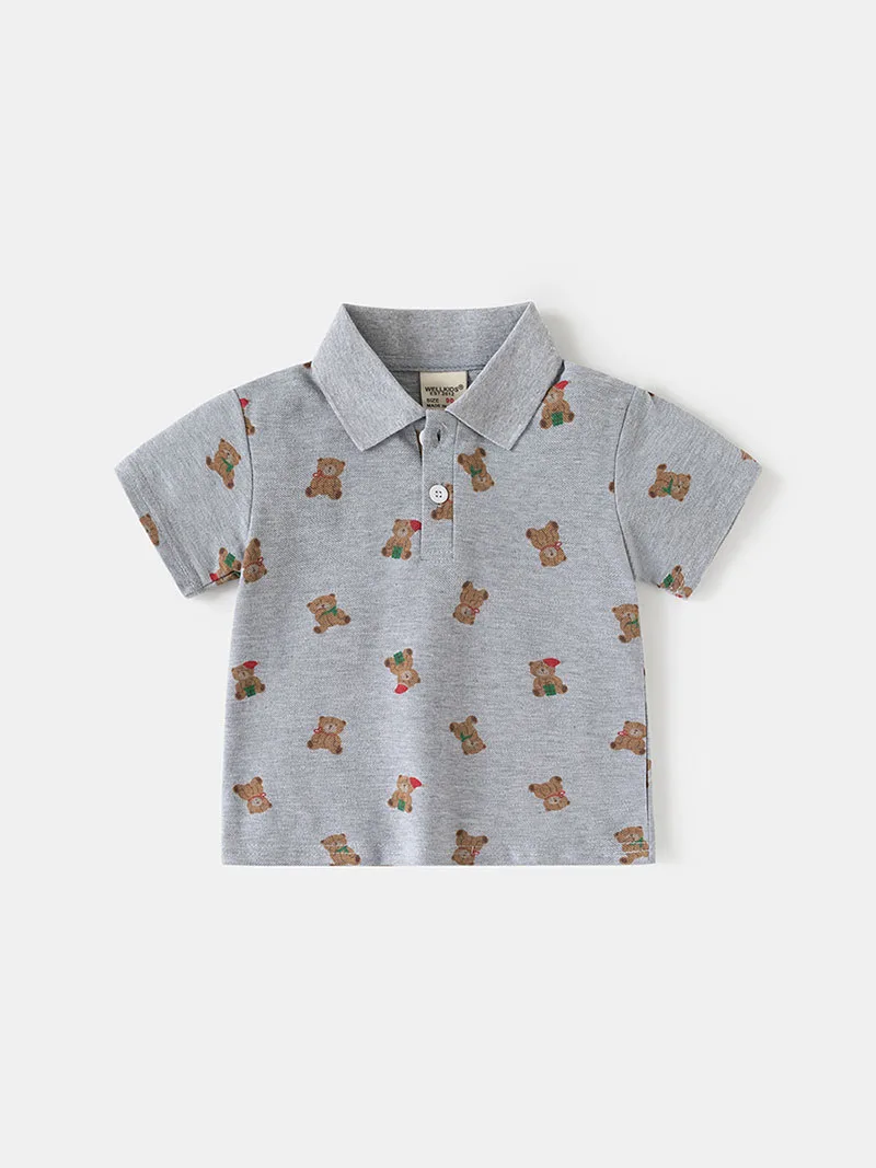 MILANCEL Camiseta tipo polo de verano holgada con oso para niños - imagen 4