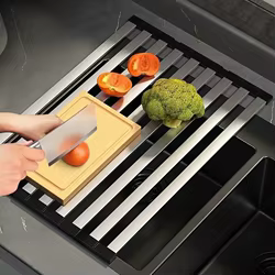 Escurridor plegable para platos de acero inoxidable – secado rápido