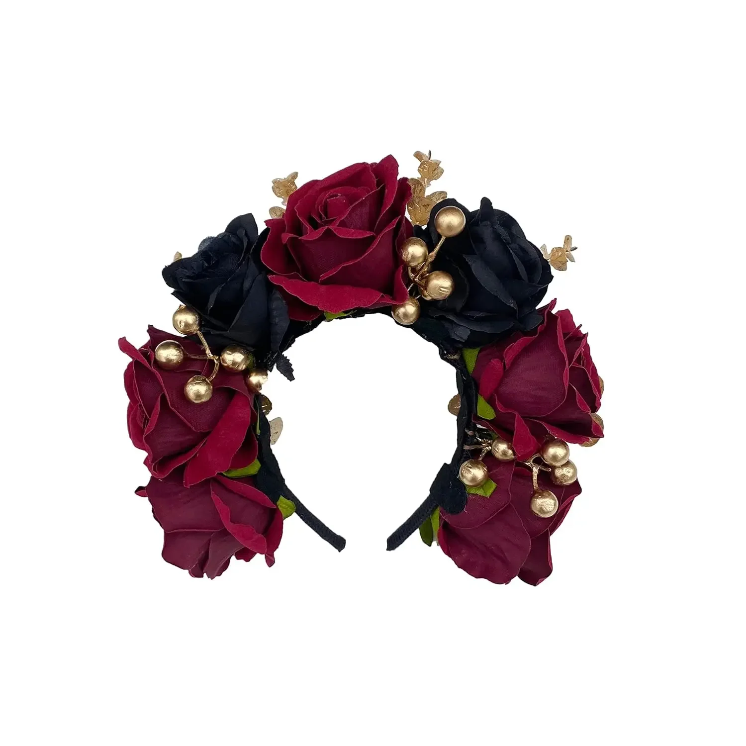 Coronita floral burdeos para looks de fiesta