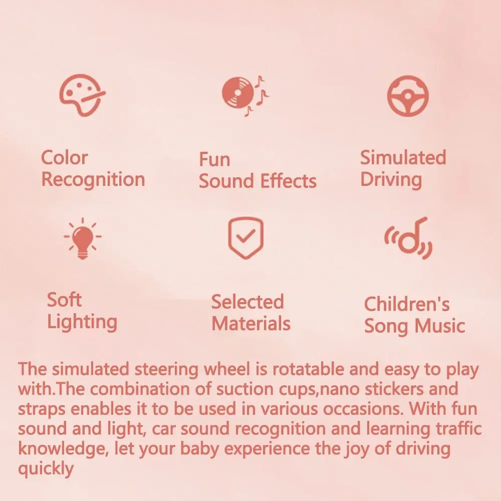 Volante de juguete para coche con luz y sonido giratorios - imagen 2
