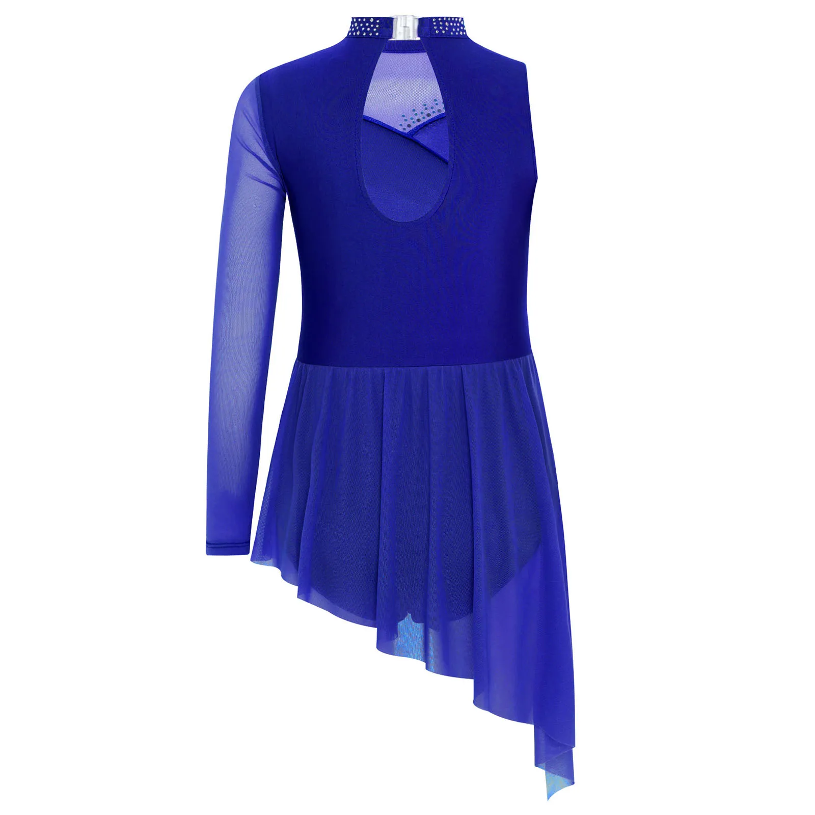 Vestido de ballet con pedrería y falda fruncida para niñas - imagen 4