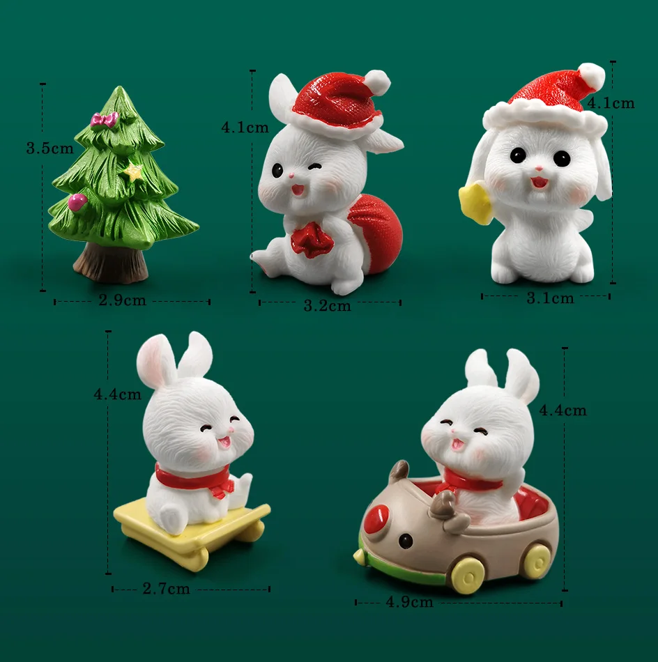 Grupo de figuras de conejo de Pascua en diferentes poses