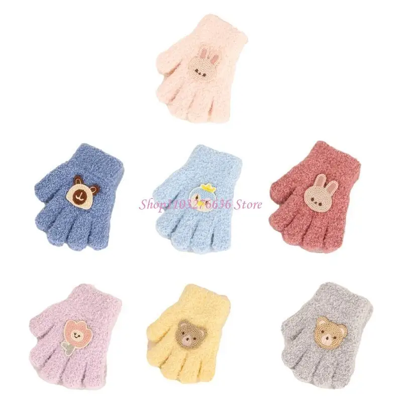 Guantes de punto con motivo de oso para niños