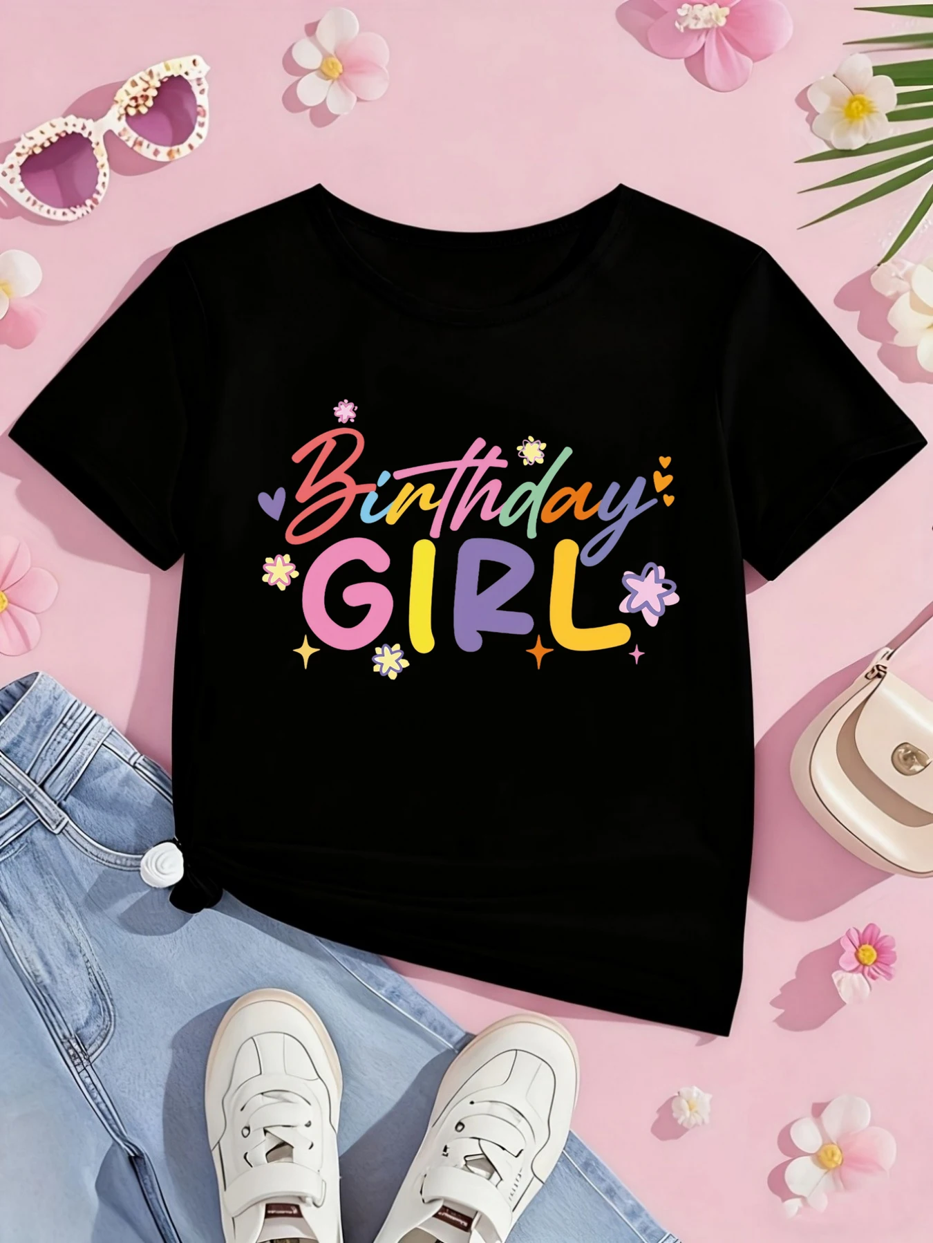 Camiseta para niña de estrellas y corazones con estampado - imagen 2