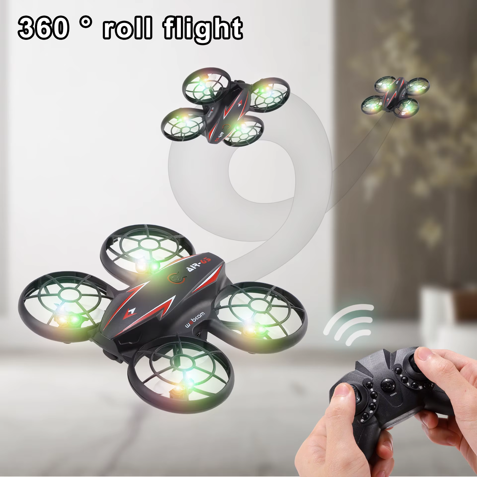 Luces LED del dron en funcionamiento
