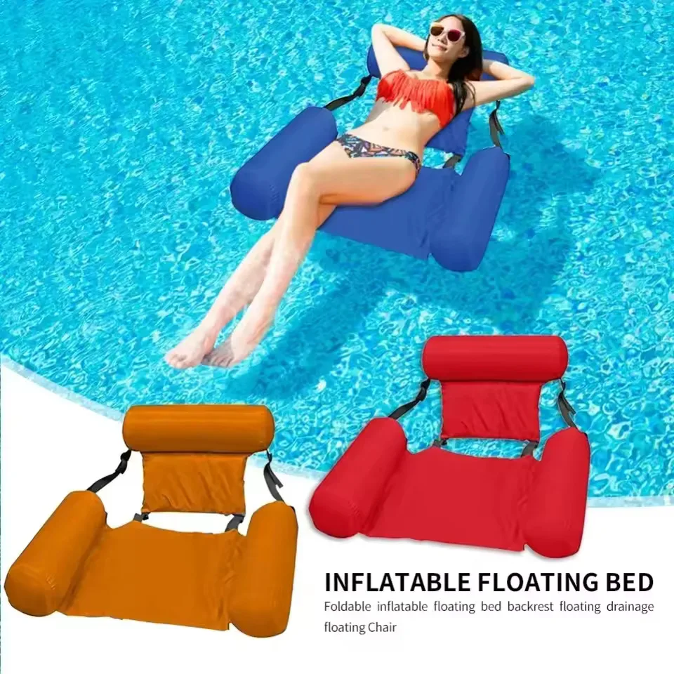 Hamaca flotante inflable plegable para piscina, cama reclinable - imagen 5