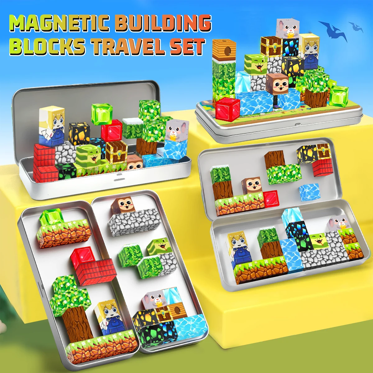 Bloques magnéticos STEM con caja portátil – Juego educativo para niños - imagen 3