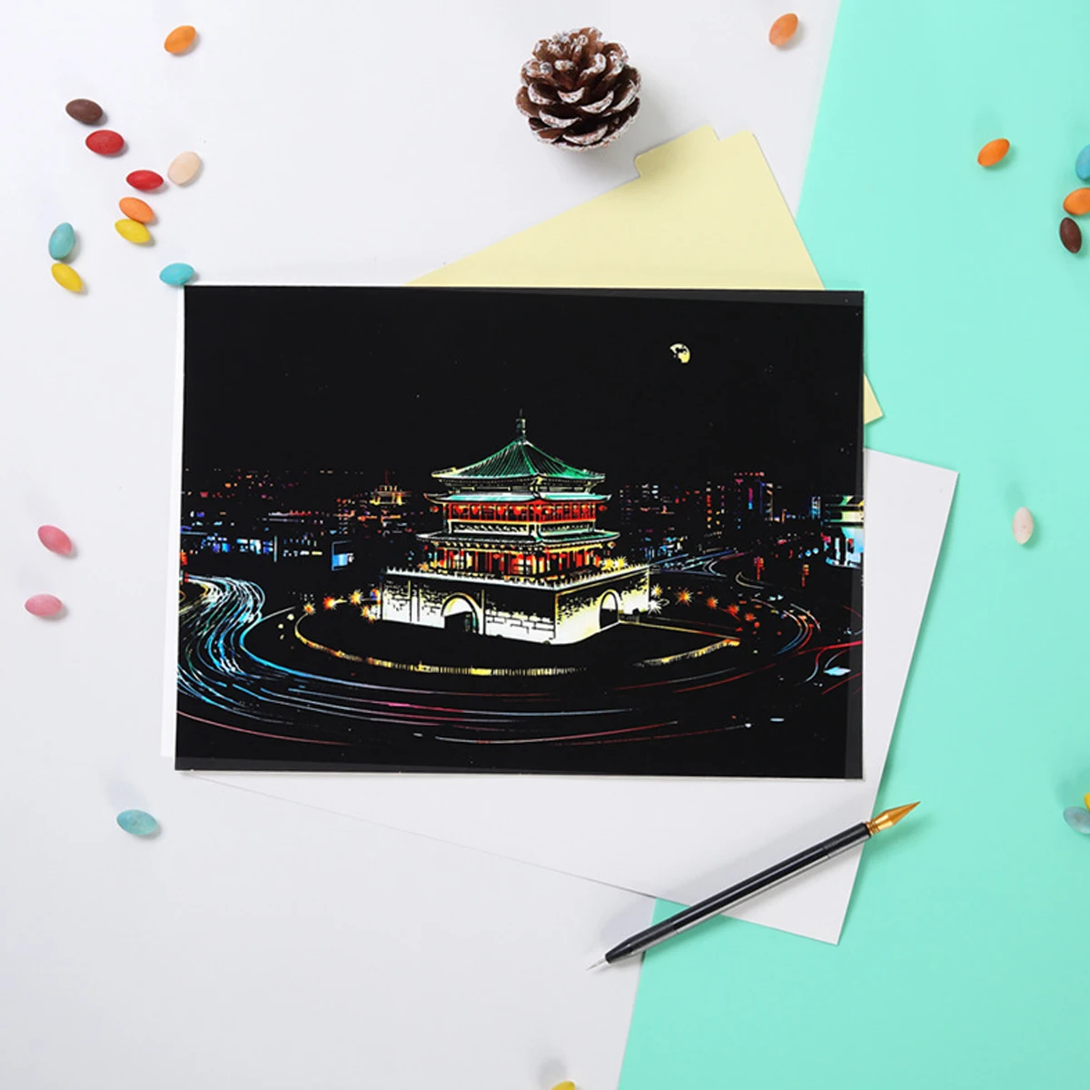 Kit papel para raspar A4 paisajes del mundo – Manualidades para niños - imagen 4