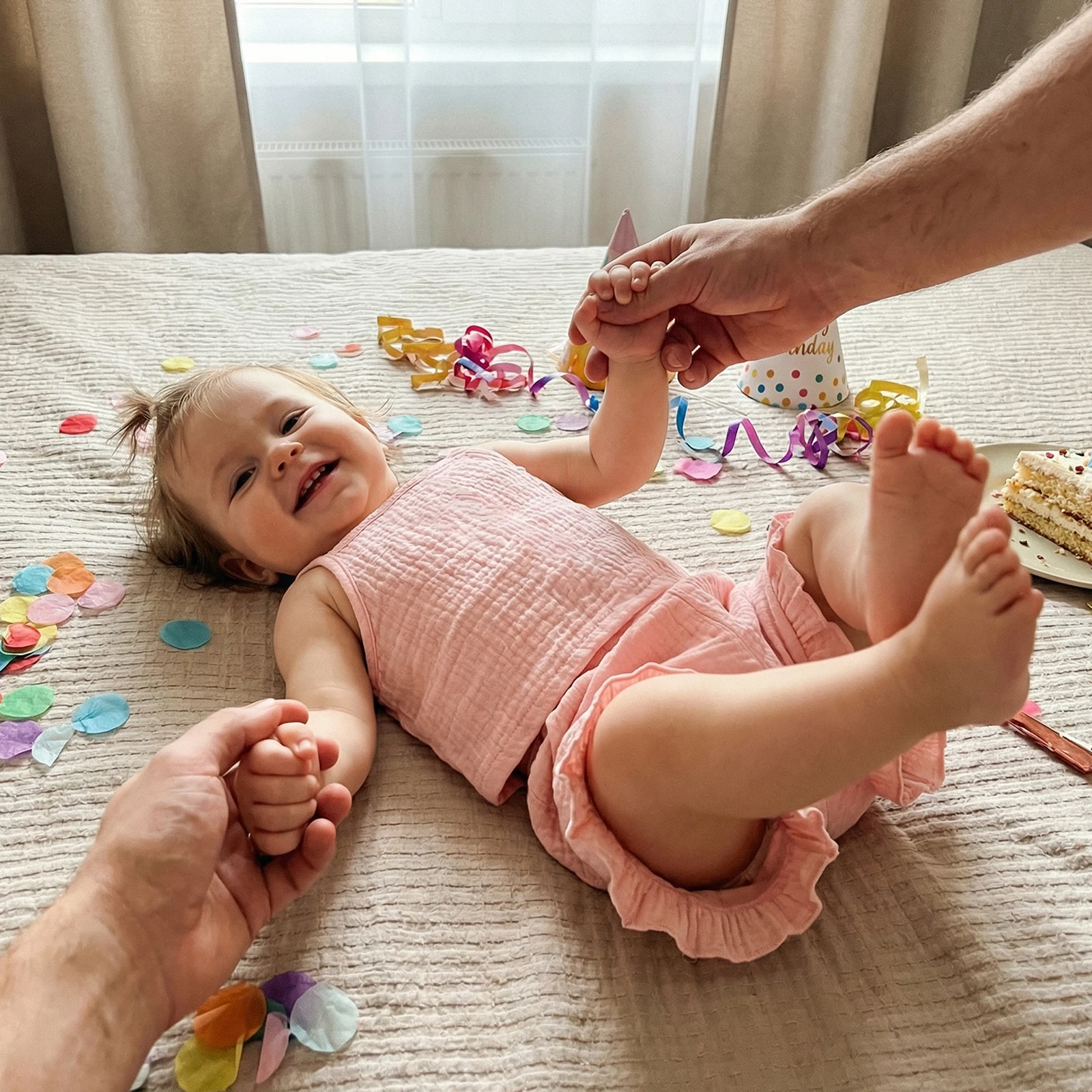 Conjunto de verano niña pequeña camisola lisa pantalón corto volantes - imagen 2