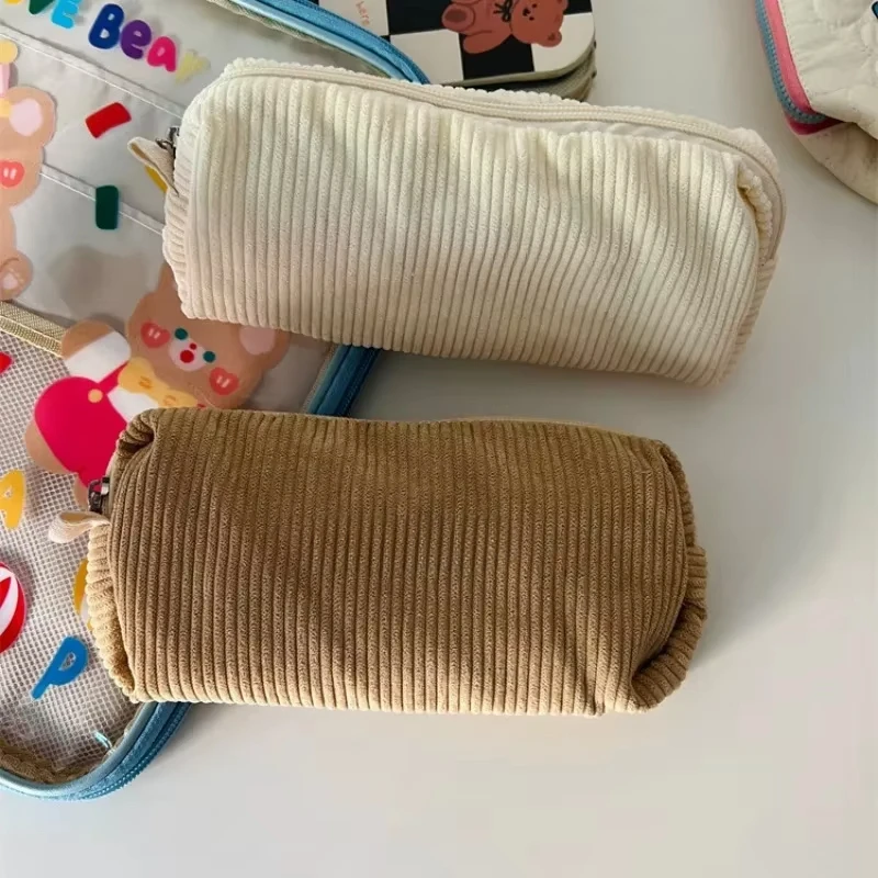 Estuche escolar de pana para lápices de niño – Gran capacidad con cremallera - imagen 2