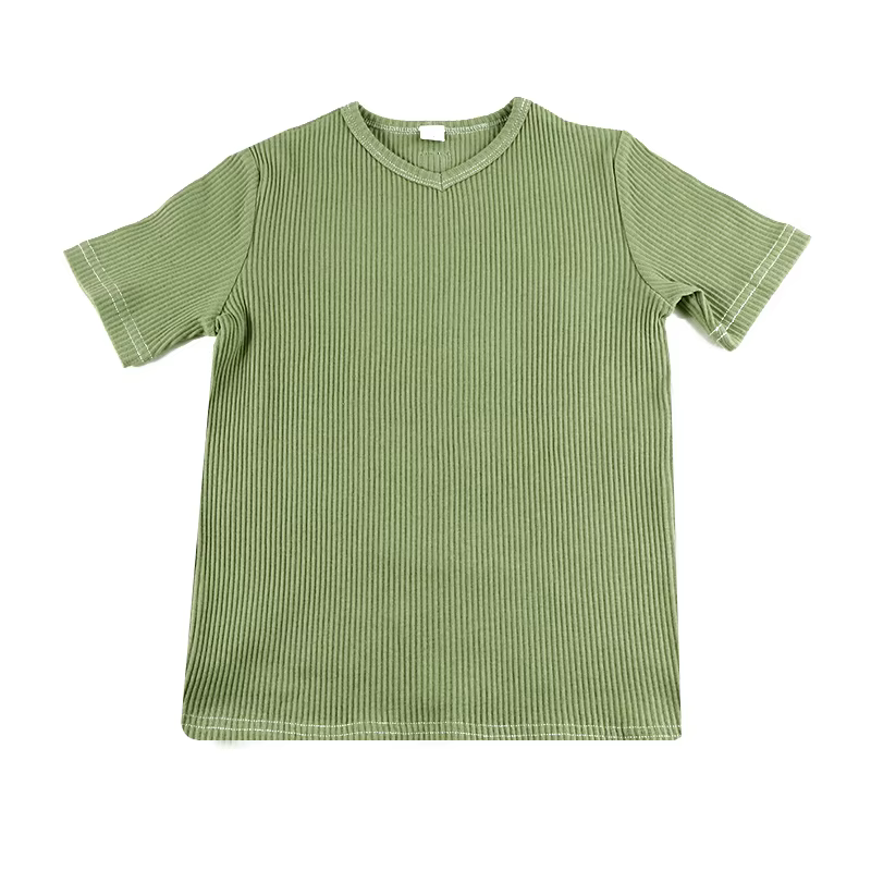 Camiseta acanalada manga corta con cuello en V para bebé - imagen 2